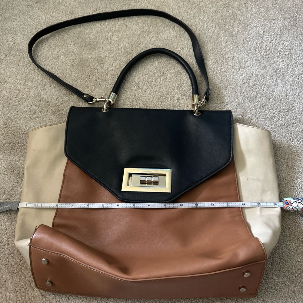Express Tri-Color Satchel with Gold Accent